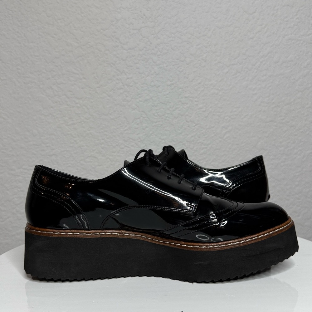 SHELLYS LONDON TOMMY BLACK PATENT PLATFORM OXFORDS - Picture 6 of 15